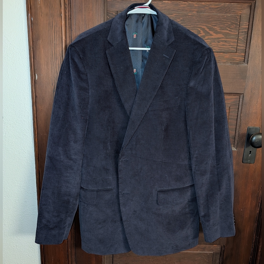 Tommy Hilfiger Mens Dark Blue Cotton Corduroy Blazer